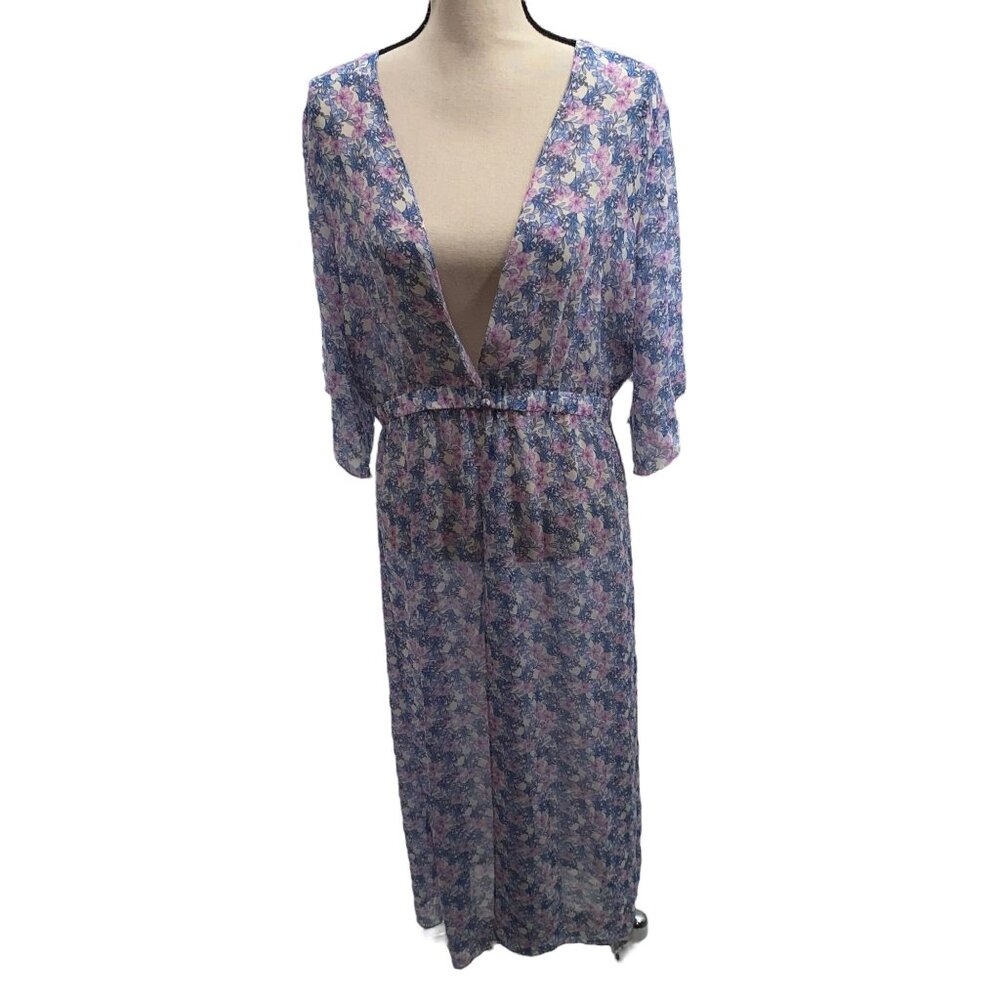 Vince Camuto Medium Floral Sheer Nightgown Robe